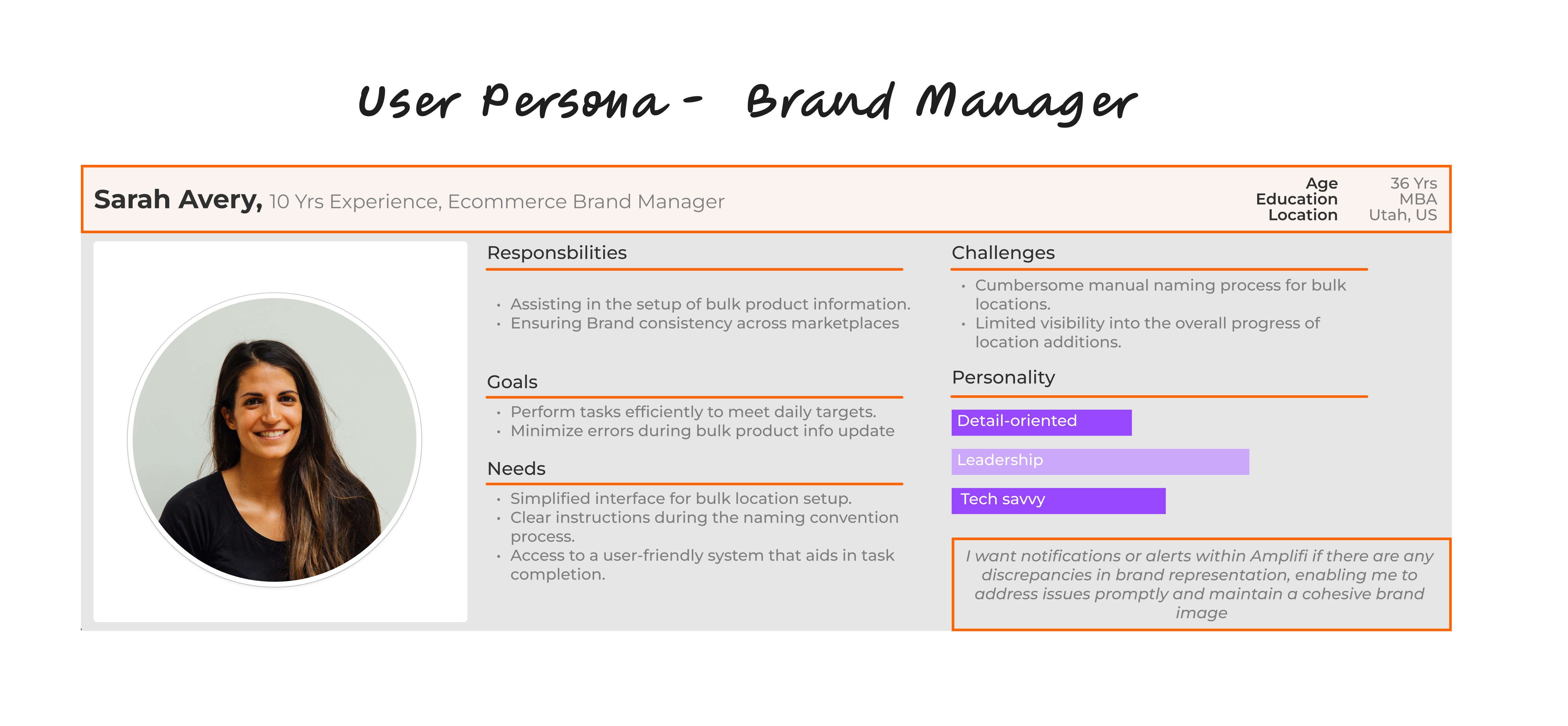 User Persona - Brand Manager